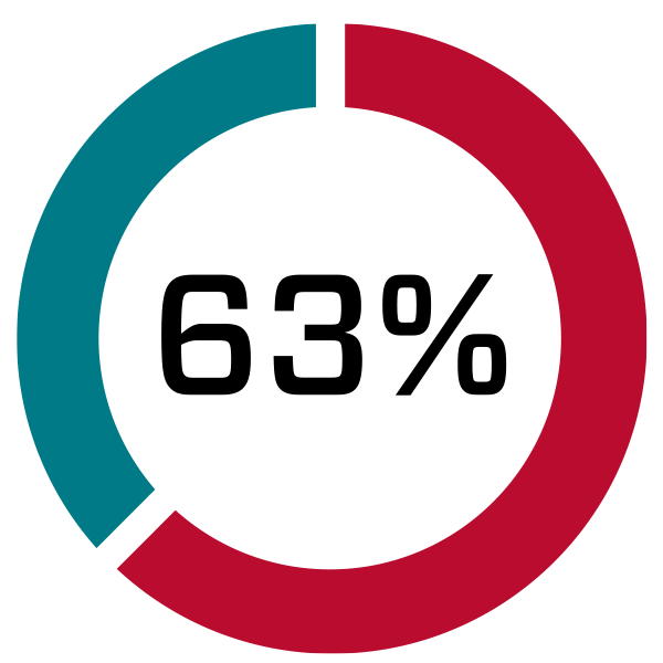 a circle graph depicting 63% pell grant recipients