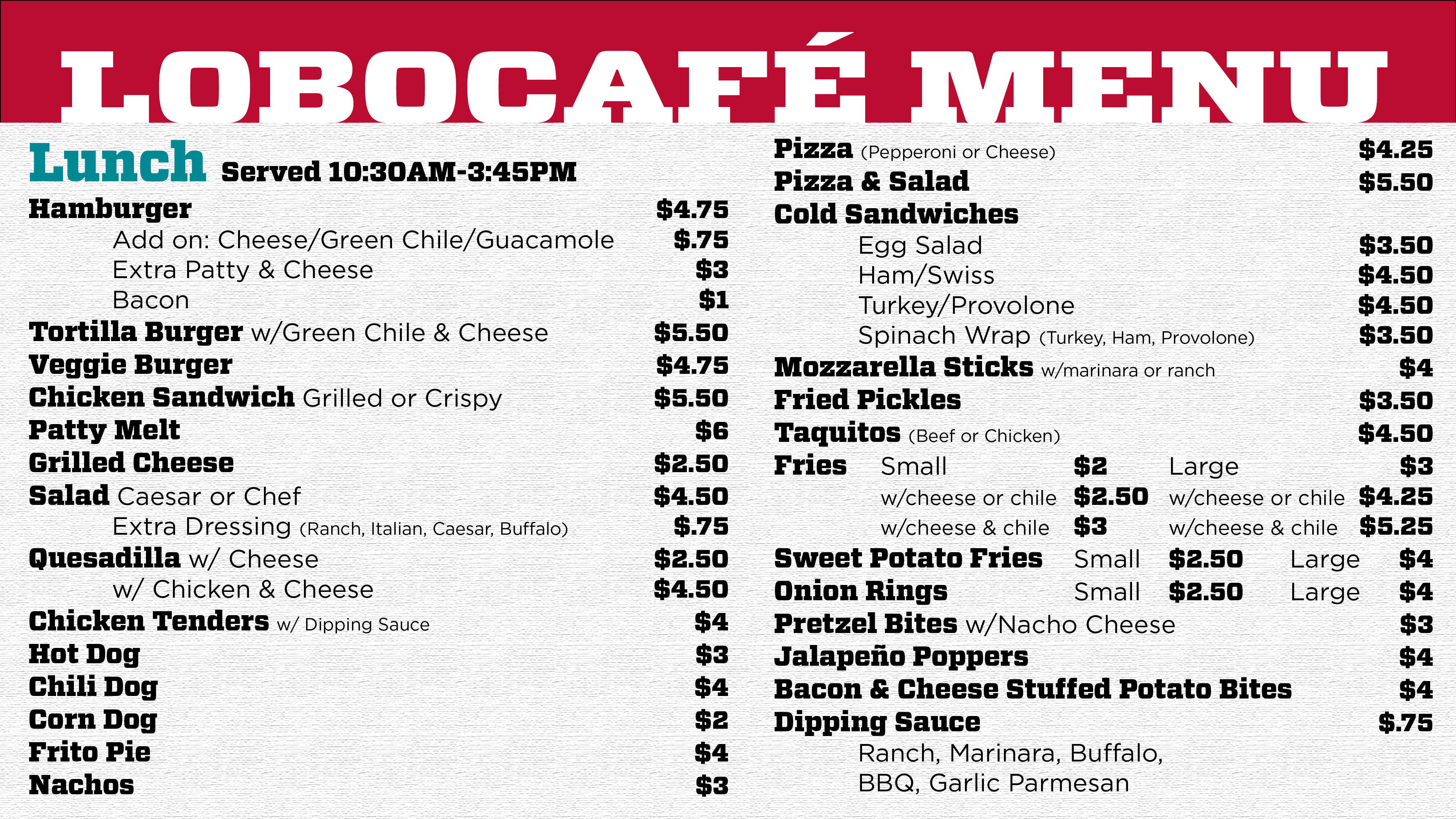 Lunch Menu