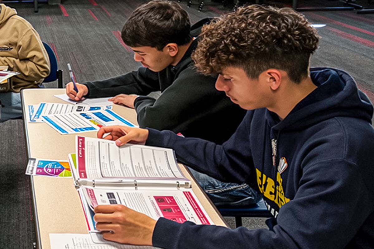 Upward Bound students studying together