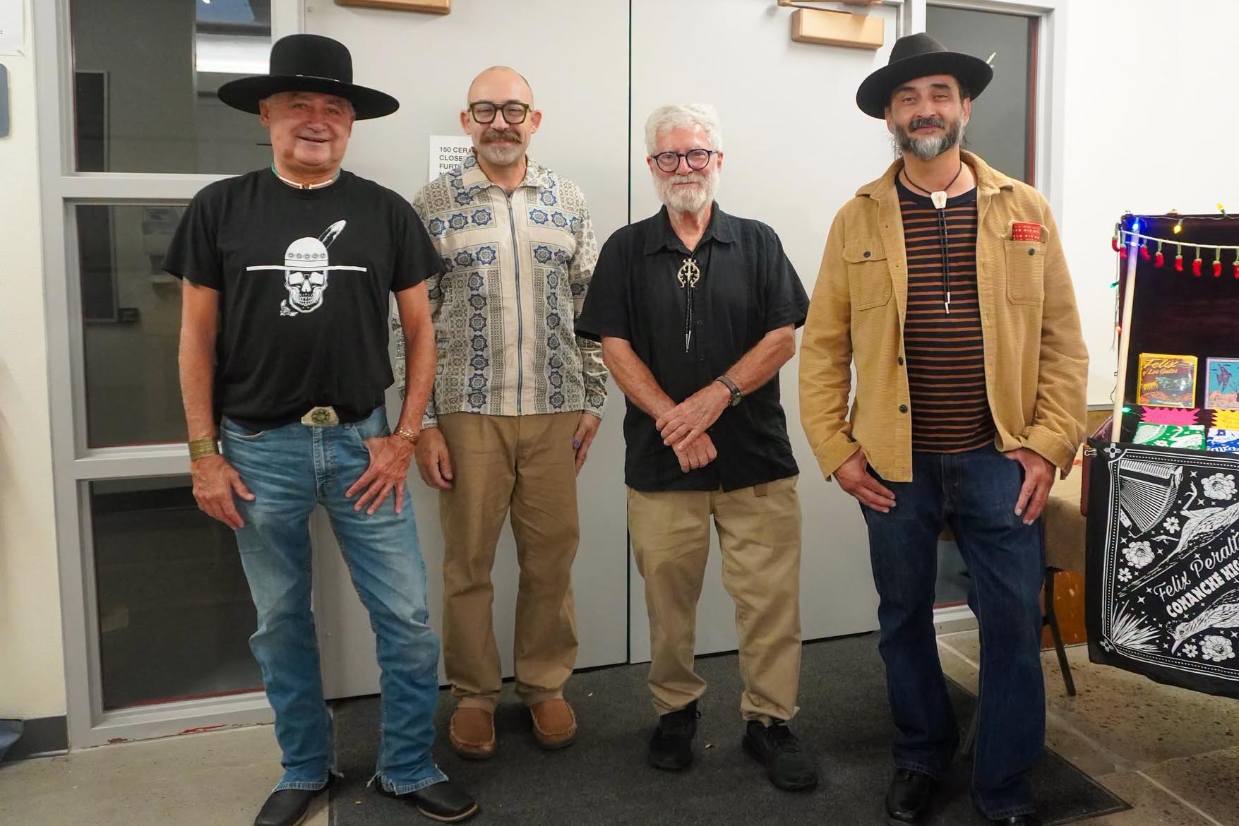 Felix “Gato” Peralta, Dr. Enrique Lamadrid, Justin Bransford and Diego Pani, contributors to “Comanche Highway.”