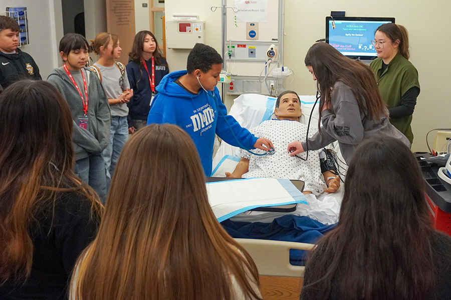 Jr. Lobos in the nursing simulation lab