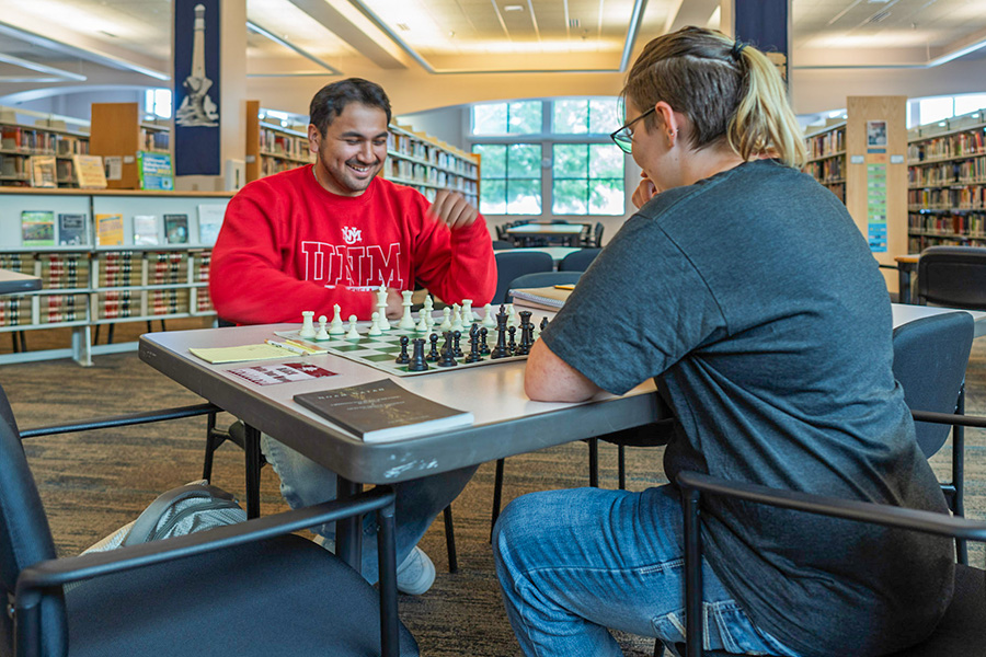 Students relax in the library